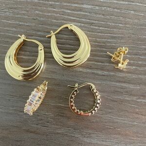 NIB $150 retail value bundle of 3 great quality gold earrings